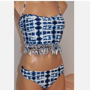 NWT Raisins Swimsuit Bikini 2 piece set Sz L Bali Baldini Navy Bum Bum Pant